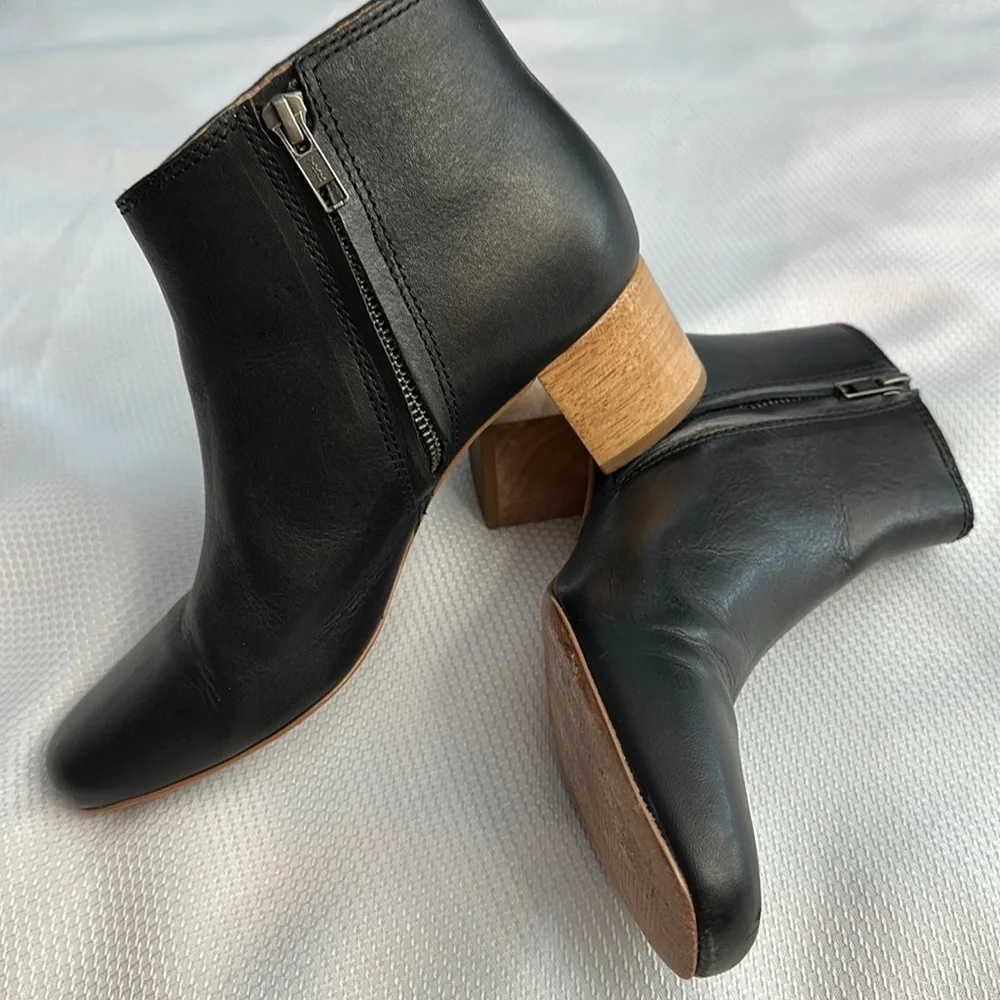 Madewell black leather booties boots - Picture 1 of 10